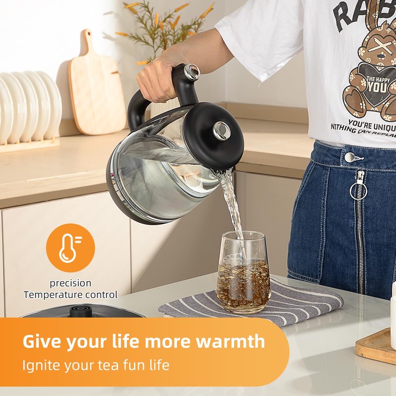 Panana Electric Kettle, Tea Kettle Pot, 1.8L, 1200W, Removable Stainless Steel Inner Lid for Easy Cleaning, Hot Water Kettle Teapot Boiler, Automatic Shut Off, BPA-Free
