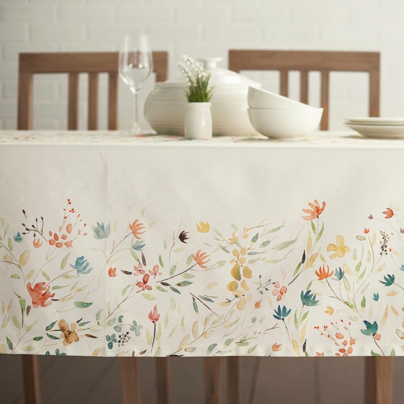 Maison d' Hermine Table Cloth Rectangle Table 100% Cotton 60 x 90 Inches Tablecloth Reusable Decorative for Dining Kitchen Room Farmhouse Home Gifts for Mothers Day Spring Summer - Colmar