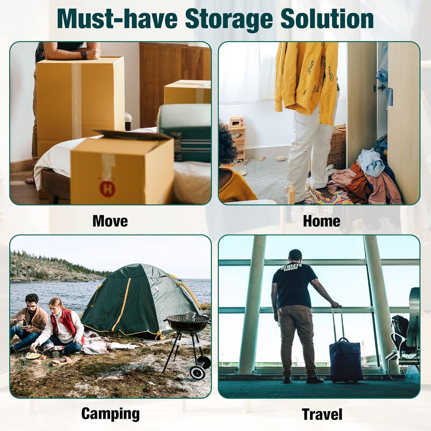 Skiennix Vacuum Storage Bags - 10 Medium Space Saver Seal Bags with Travel Hand Pump