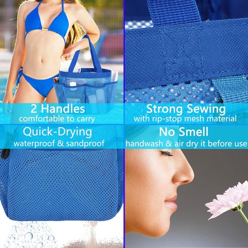 Fammart Mesh Shower Caddy - Portable 8-Pocket Tote Bag for College Dorm & Gym Essentials
