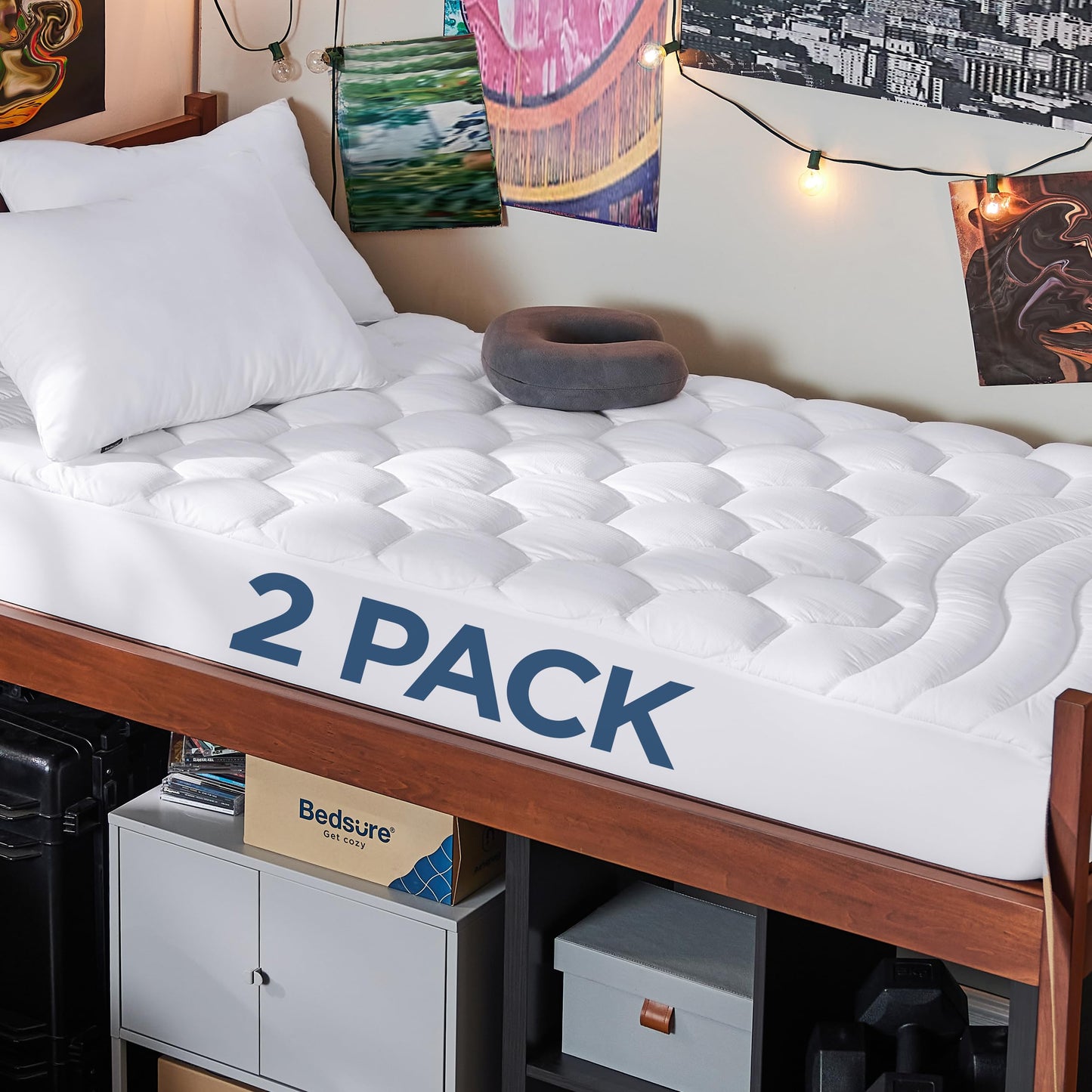 Bedsure Twin XL Mattress Pad 2 Pack - Soft Mattress Topper for College Dorm Essentials, Extra Long Twin Bed Protector Cover with 8-21 Inches Deep Pocket, White, 2 Pack, 39x80 Inches