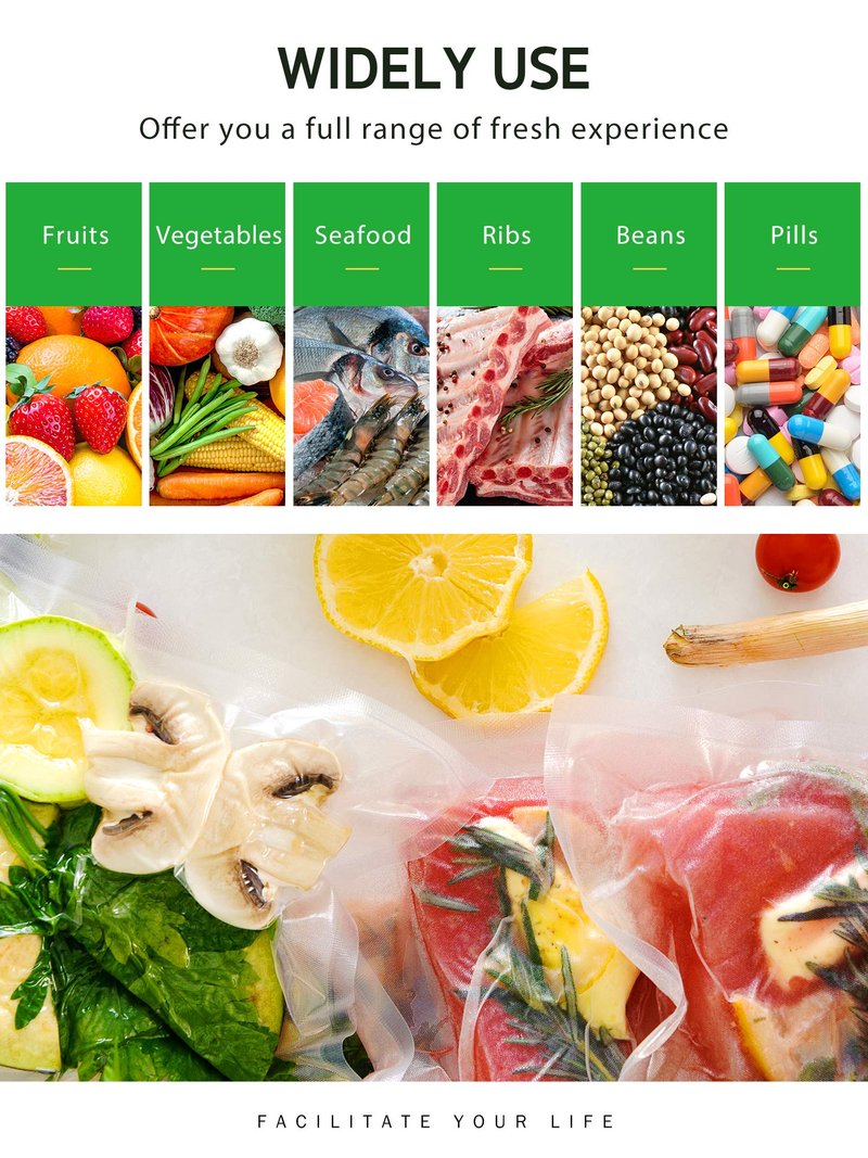 Syntus Vacuum Sealer Bags for Food, 6 Rolls 11" x 20' Commercial Grade Bag Rolls, BPA Free Food Vac Bags for Storage, Meal Prep or Sous Vide