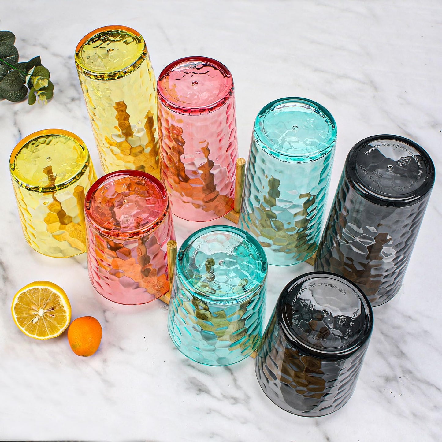 AKMQYM BPA-Free Plastic Tumblers 8 Pack (4x16oz+4×22oz) | Reusable Dishwasher Safe | Stackable Shatterproof Cups | Plastic Drinkware & Drinking Tumblers for Restaurant, Home, Party