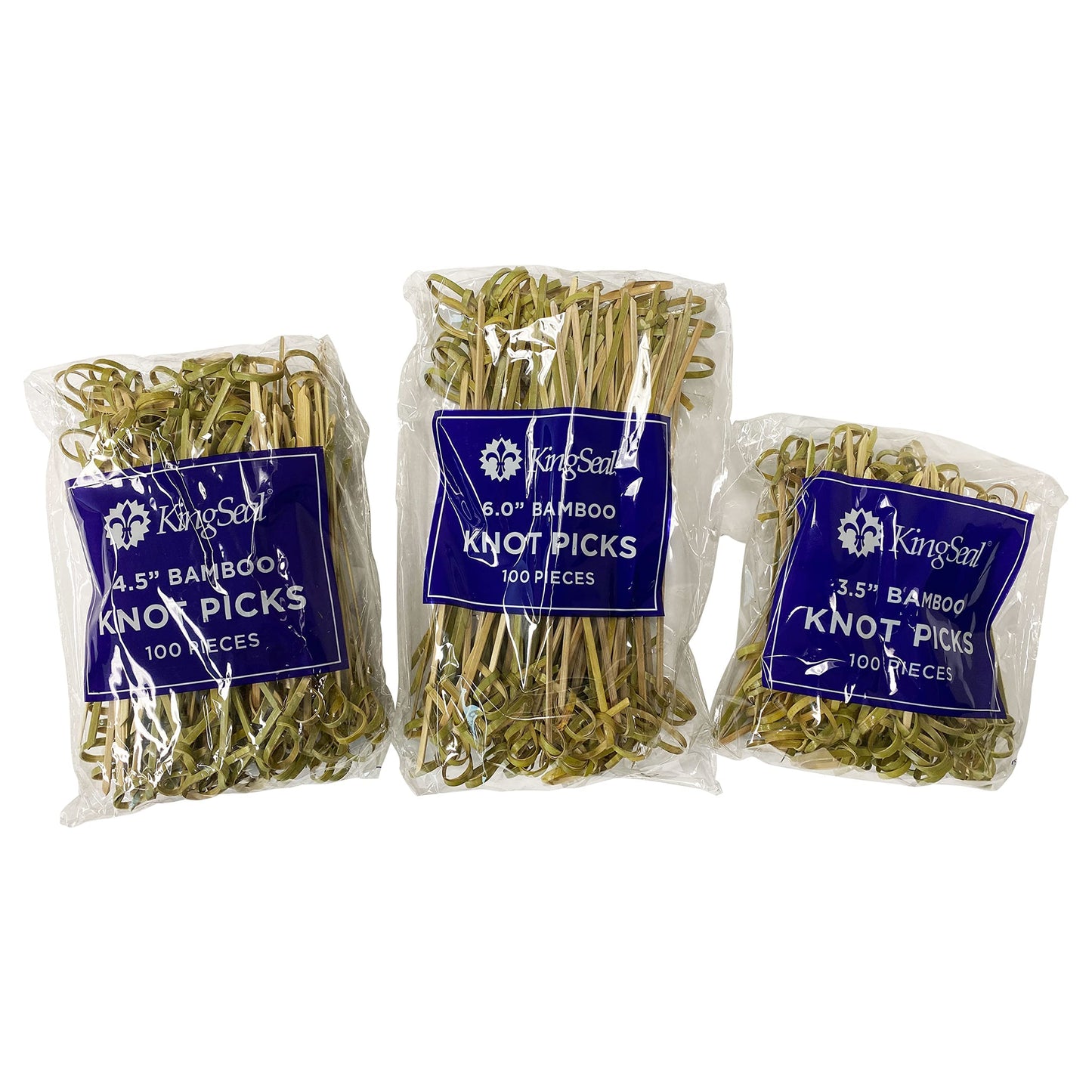200 Count | KingSeal Bamboo Wood Flower Knot Picks, Skewers, 3.5 Inches, Perfect for Cocktails and Appetizers - 2 Packs of 100 Count