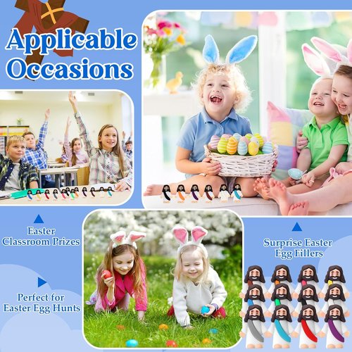 Bememo 12 Pcs Little Jesus Love You Figures - Vibrant Rubber Easter Party Favors for Baptism & Sunday School
