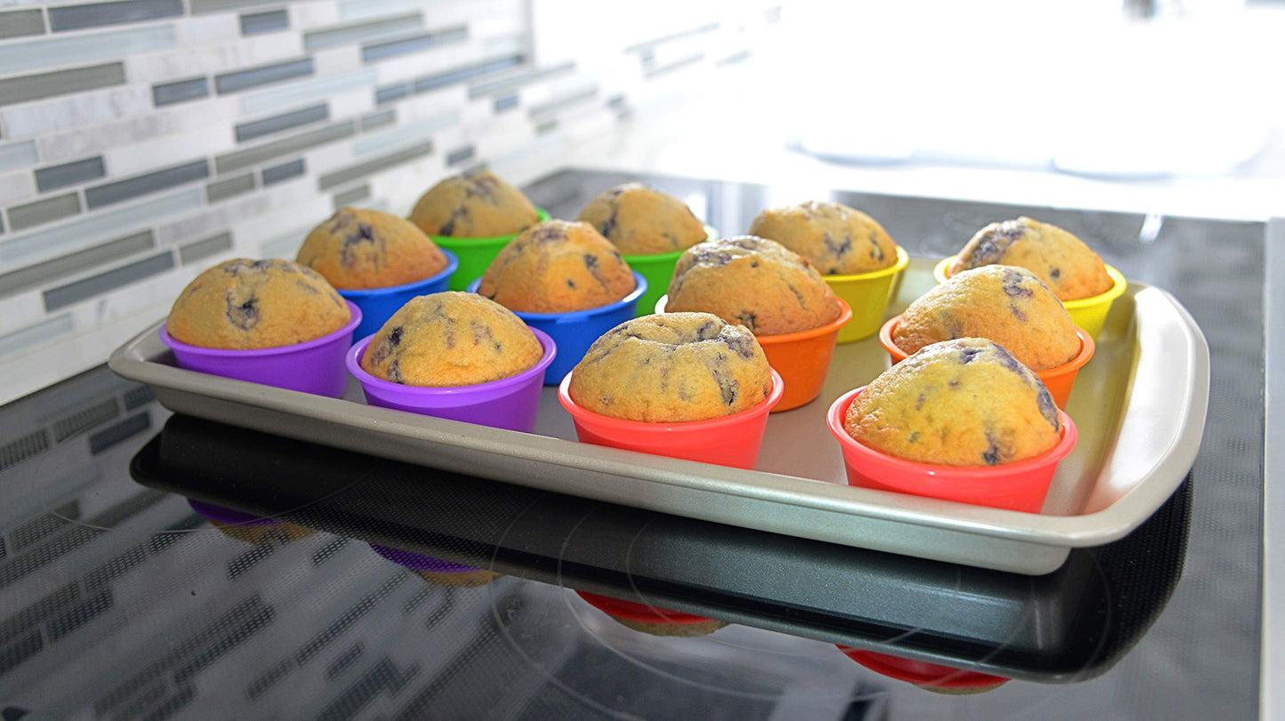 The Sweet Baker | Professional Jumbo Silicone Baking Cups | Premium 12 Piece Set | Reusable Cupcake Muffin Pans | BPA Free