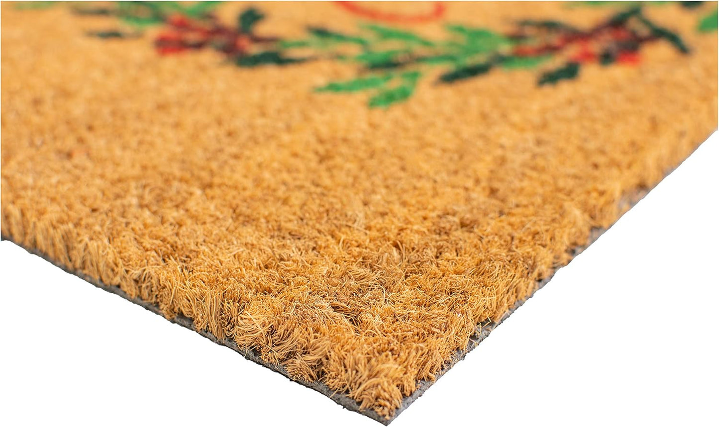 Christmas Wreath Doormat - 17" x 29" - Colorful Holiday Entrance Mat by Calloway Mills