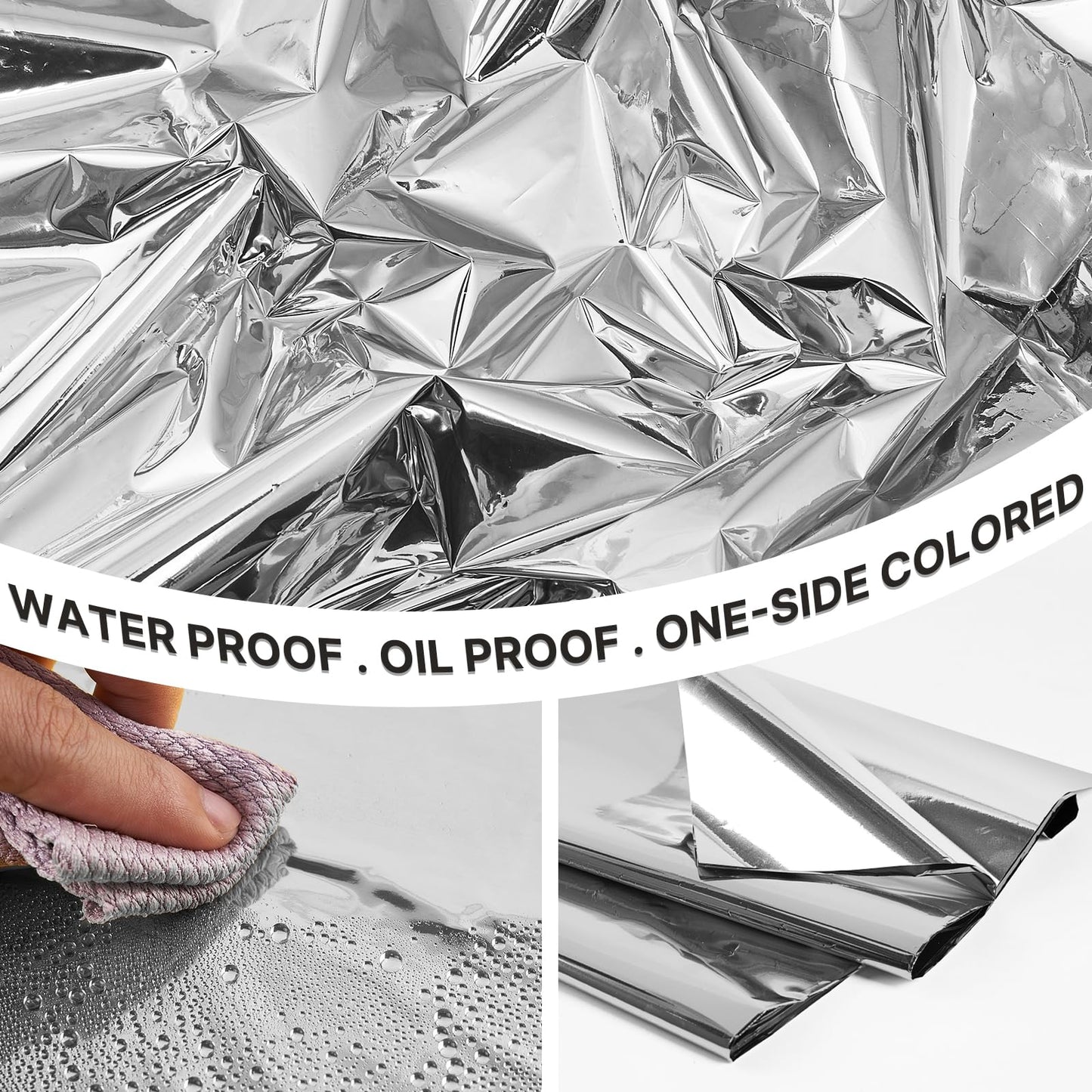 PartyWoo 3 pcs Silver Foil Table Cover, 54 x 108 Inch Rectangle Waterproof Tablecloth for 6 to 8 Foot Tables, Disposable Plastic Party Tablecloth for Graduation Wedding Birthday Party Decorations