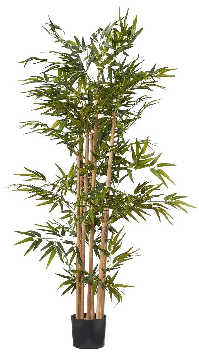 Nearly Natural 64in Bamboo Tree, Fake Bamboo Plants with 7 Natural Trunks, 5.3ft Tall Faux Plants for Indoor Home Decor with 1040 Realistic Fake Leaves