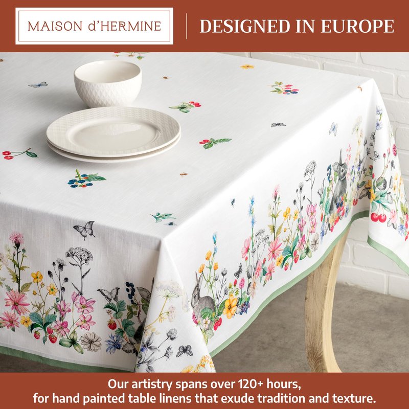 Maison d' Hermine Table Cloth Rectangle Table 100% Cotton 70 x 108 Inches Tablecloth Reusable Decorative for Dining Kitchen Room Farmhouse Home Gifts for Mothers Day Spring Summer - Printemps