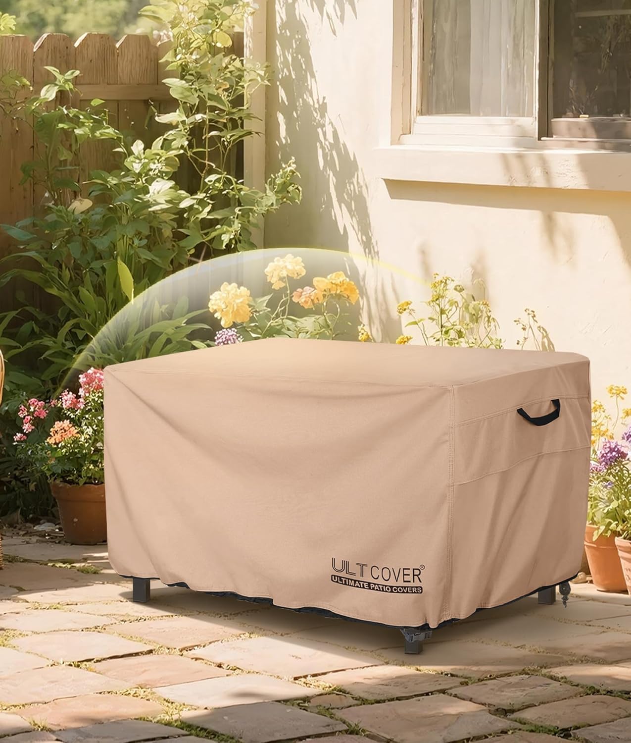 ULTCOVER Rectangular Fire Pit Table Cover - 52x34 Inch Waterproof & Heavy Duty Protection