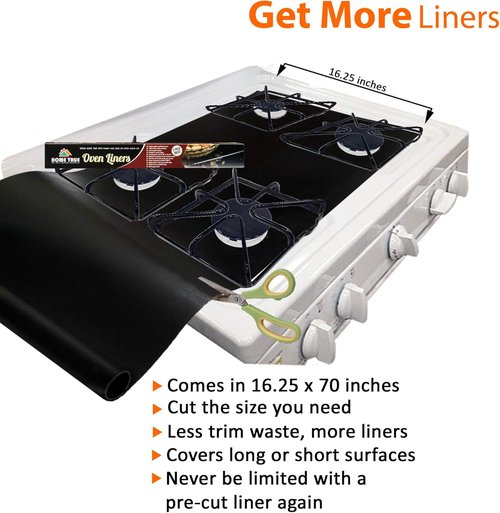 Home True Ovenliner - Non-Stick Microwave & Toaster Stovetop Mat | Black, 70x16.25 Inches