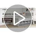 Criusia Large Storage Baskets 8 Pack - White with Grey, 14x10x9.5 Inches Closet Organizers