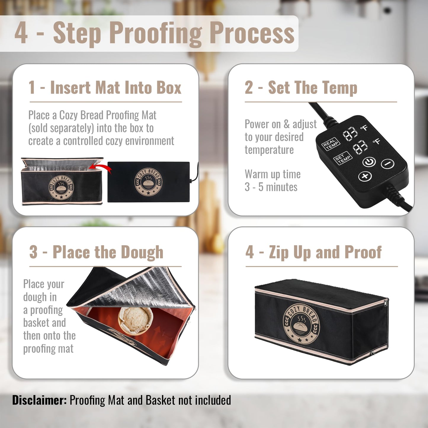 Cozy Bread® Proofing Box | Compatible with 10" x 21" Proofing Mat (Heat Mat Not Included) | USA Brand