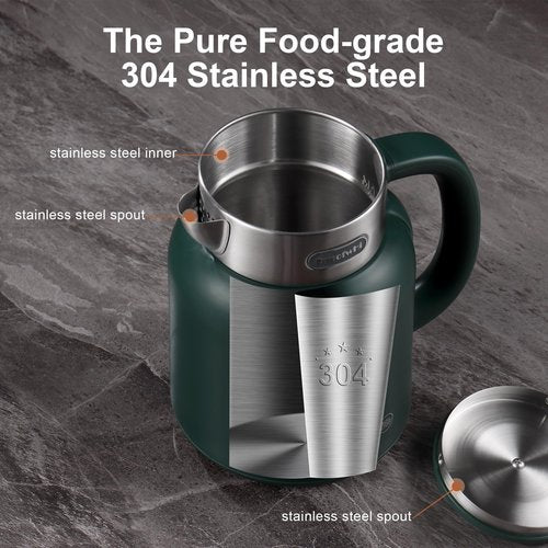 DmofwHi 5-Presets Electric Kettle Temperature Control With LED Display, Hot Water Kettle Electric of 304 Stainless Steel, Keep Warm, Fast Heating Electric Tea Kettle 1.5L (GREEN)
