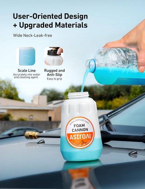AstroAI Foam Cannon - Heavy Duty Car Foam Blaster with Adjustable Snow Foam Lance | 1L Bottle