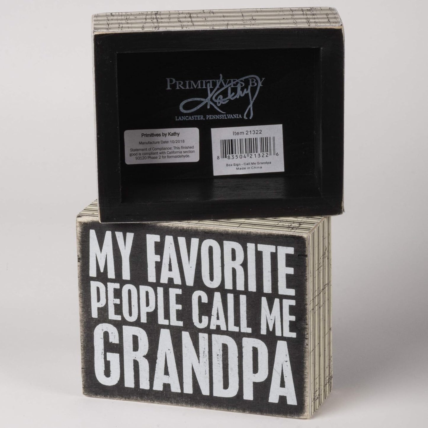 Grandpa Box Sign - Primitives by Kathy 27218 Pinstripe Trimmed Wood Decor