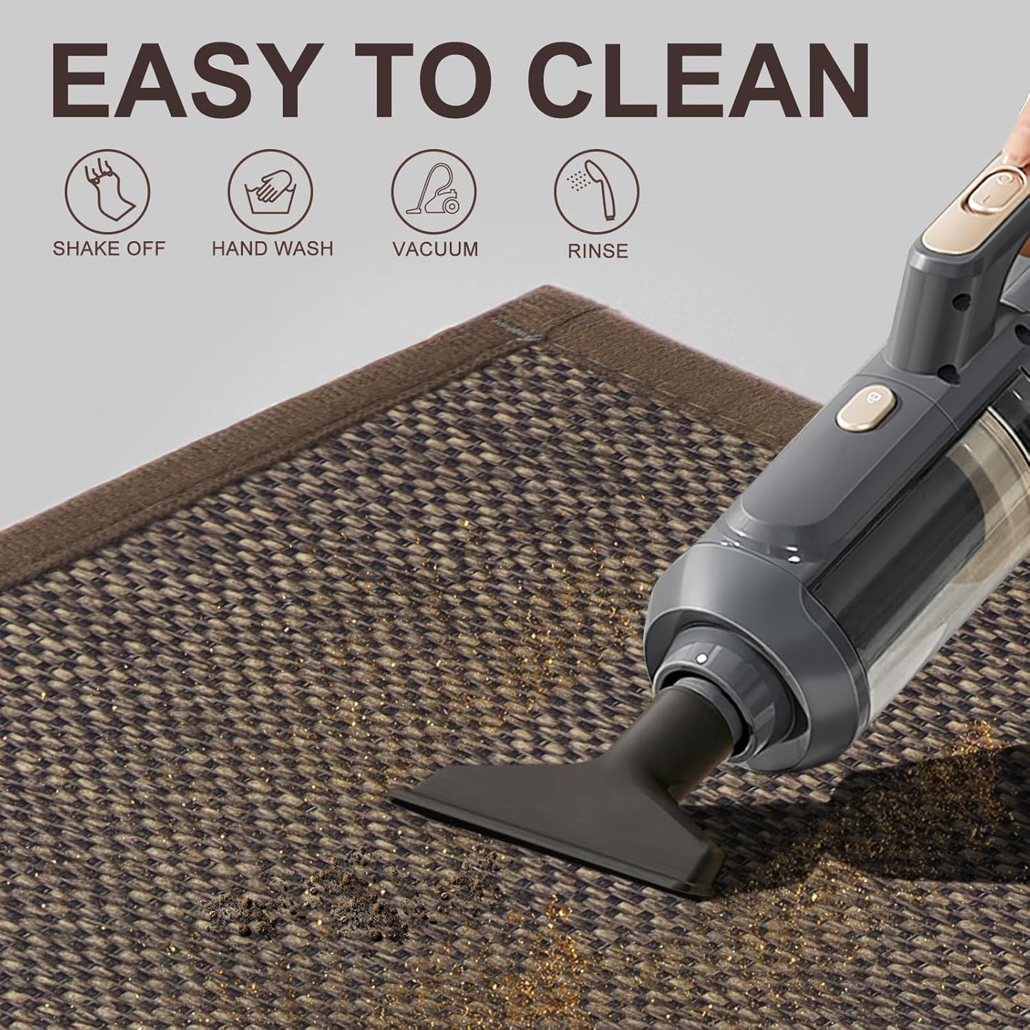LEKEEPGO Non-Slip Indoor Door Mat - Washable, Absorbent, Low-Profile | 17"x29", Brown