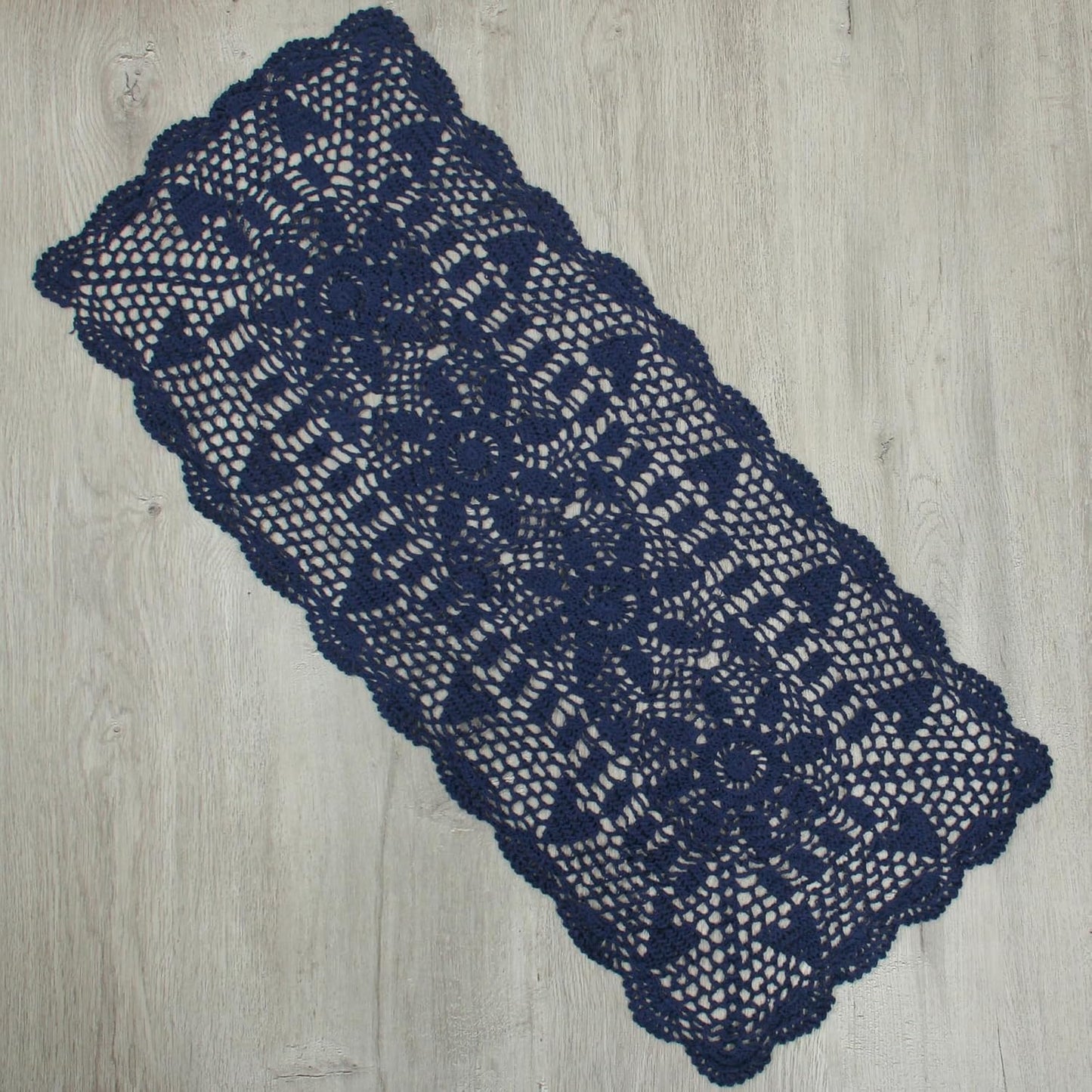 Handmade Crochet Lace Table Runner 15x51 Inch - Elegant White Décor