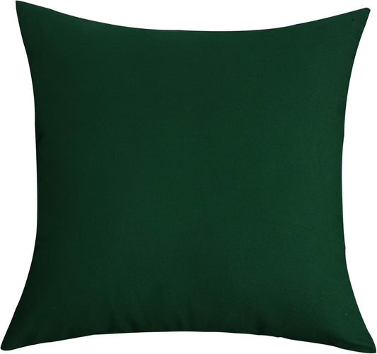Deep Green 100% Cotton Canvas Throw Pillow Covers - Handmade 26x26 Decorative Shams