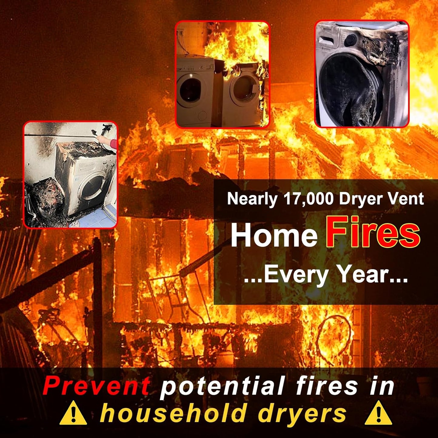 Upgraded Dryer Lint Vent Cleaner Kit - Flexible Vacuum Hose Attachment for Effective Lint Removal | Universal Deep Cleaning Brush for Clogged Ducts