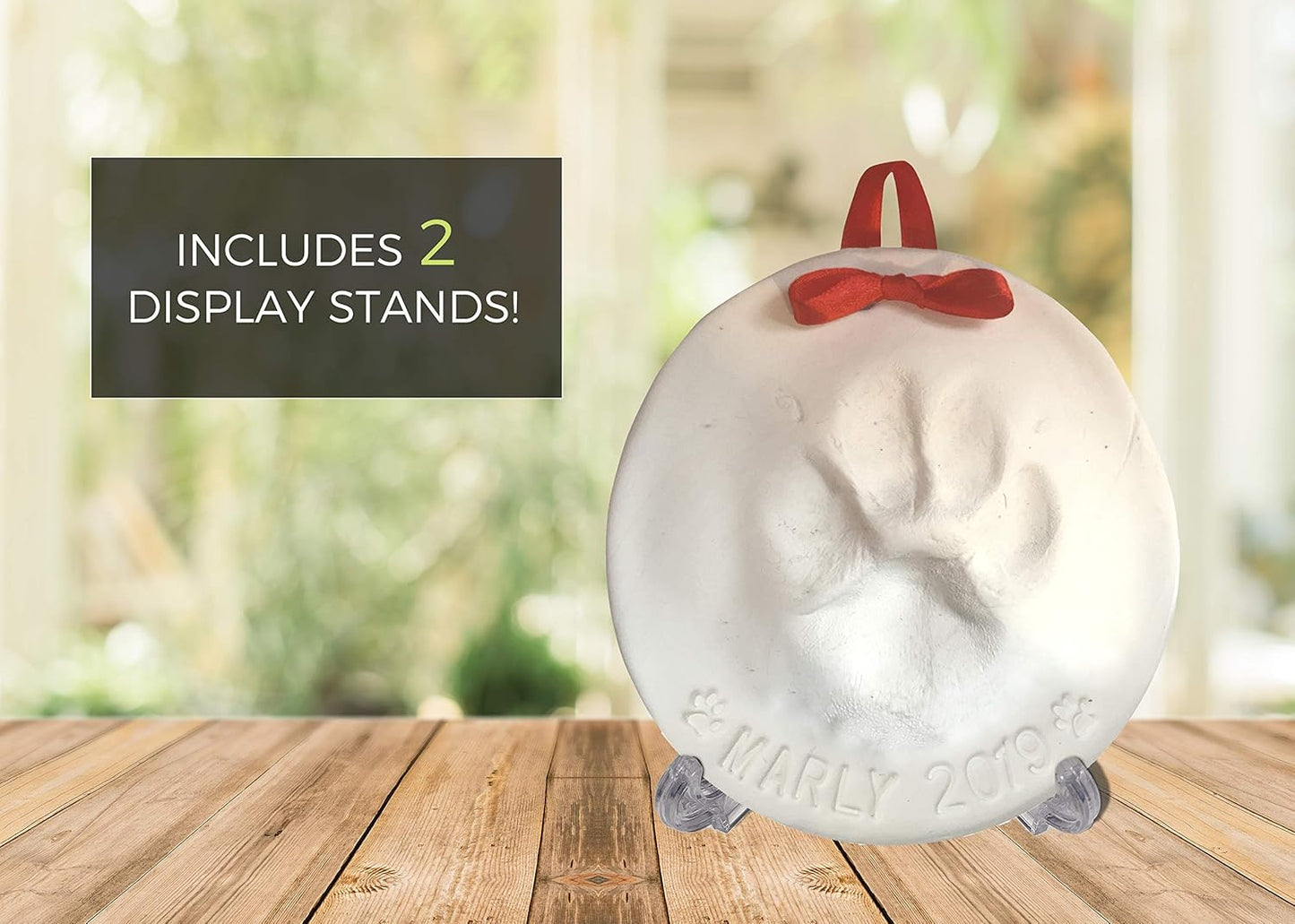 Paw Print Keepsake Kit for Dogs & Cats - 2 Ornaments + Personalization Tool & Stands