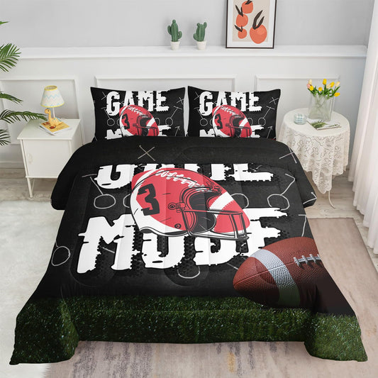 Smell Sunshine Kids Comforter Set Rugby Printed Pattern Bedding Set with 1 Comforter and 2 Pillowcases for Girls Boys Bedroom All Season(Rugby12 Full)