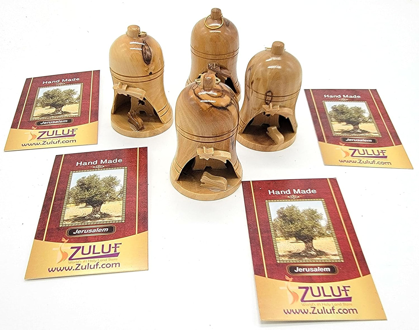 Bulk Olive Wood Christmas Ornaments Set of 4 - Bethlehem Nativity Decorations