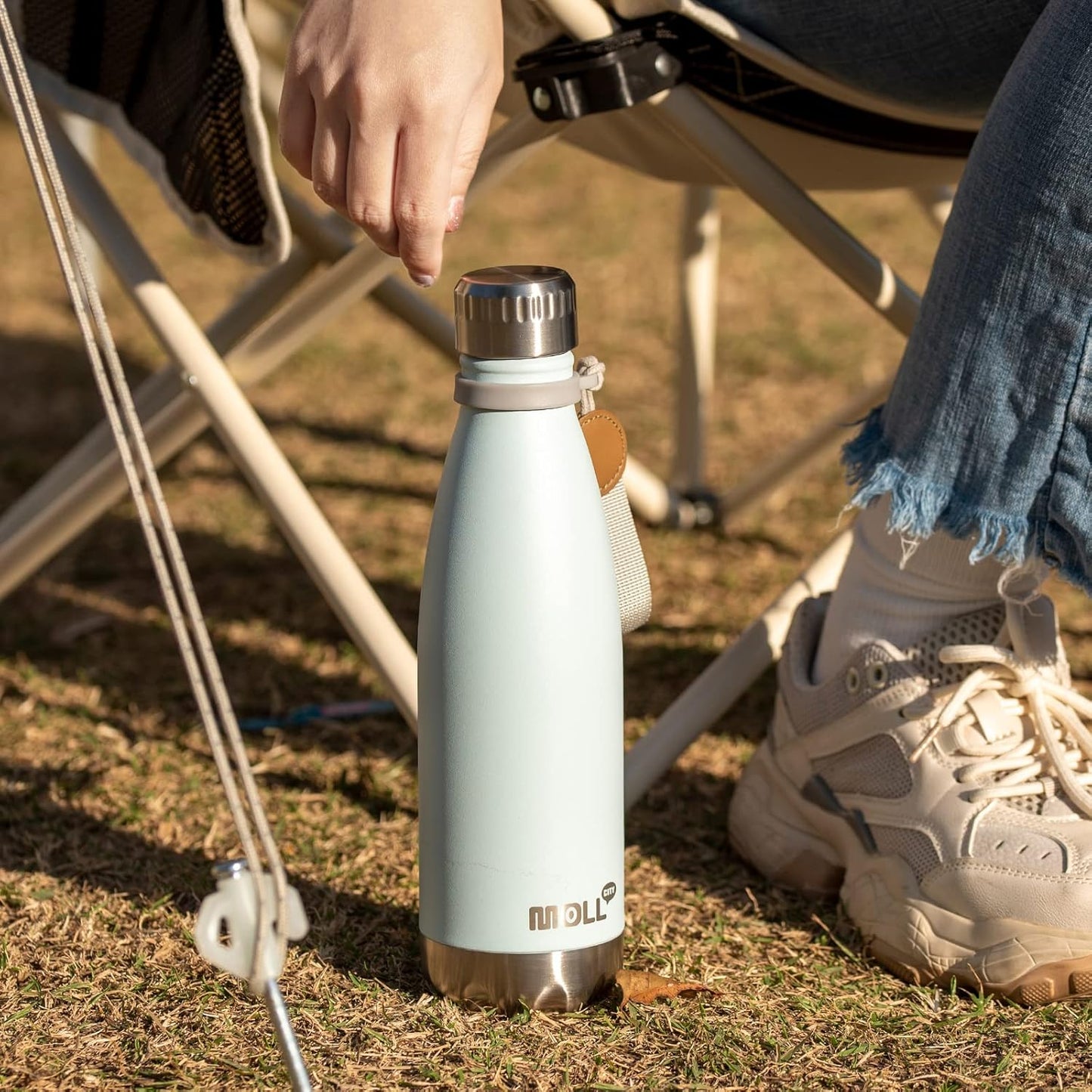 Skiennix 9 oz Stainless Steel Water Bottle - Vacuum Insulated, Leak Proof Cola Shape for Kids | Baby Blue
