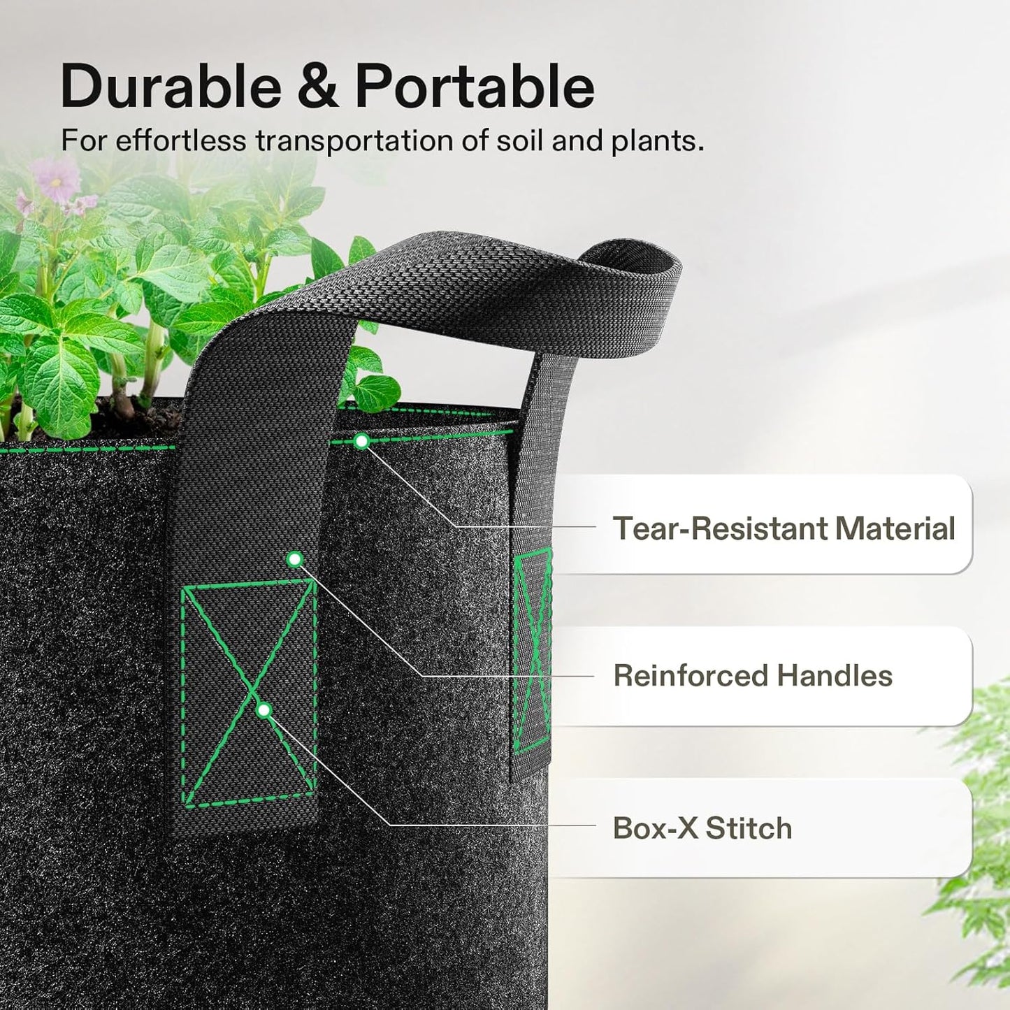 VIVOSUN 30 Gallon Grow Bags - Heavy Duty Nonwoven Fabric Pots with Handles | 5-Pack Set
