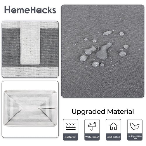 HomeHacks 2 Pack Large Laundry Baskets, Waterproof, Freestanding Laundry Hampers, Collapsible Clothes Hamper with Reinforced Handles in Laundry, College Dorm, Bathroom, Bedroom (Grey+Pink, 125Lx2)