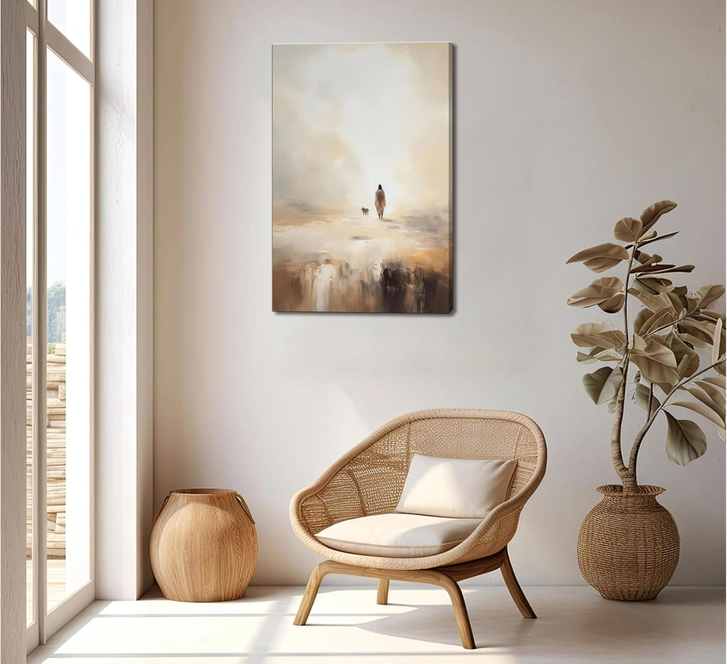 Christian Canvas Wall Art Jesus Leaves The 99 Sheep Bible Parable Story Lost Sheep Religion Painting Picture Wall Decor Poster Print for Living room Bedroom Office Home Decoration