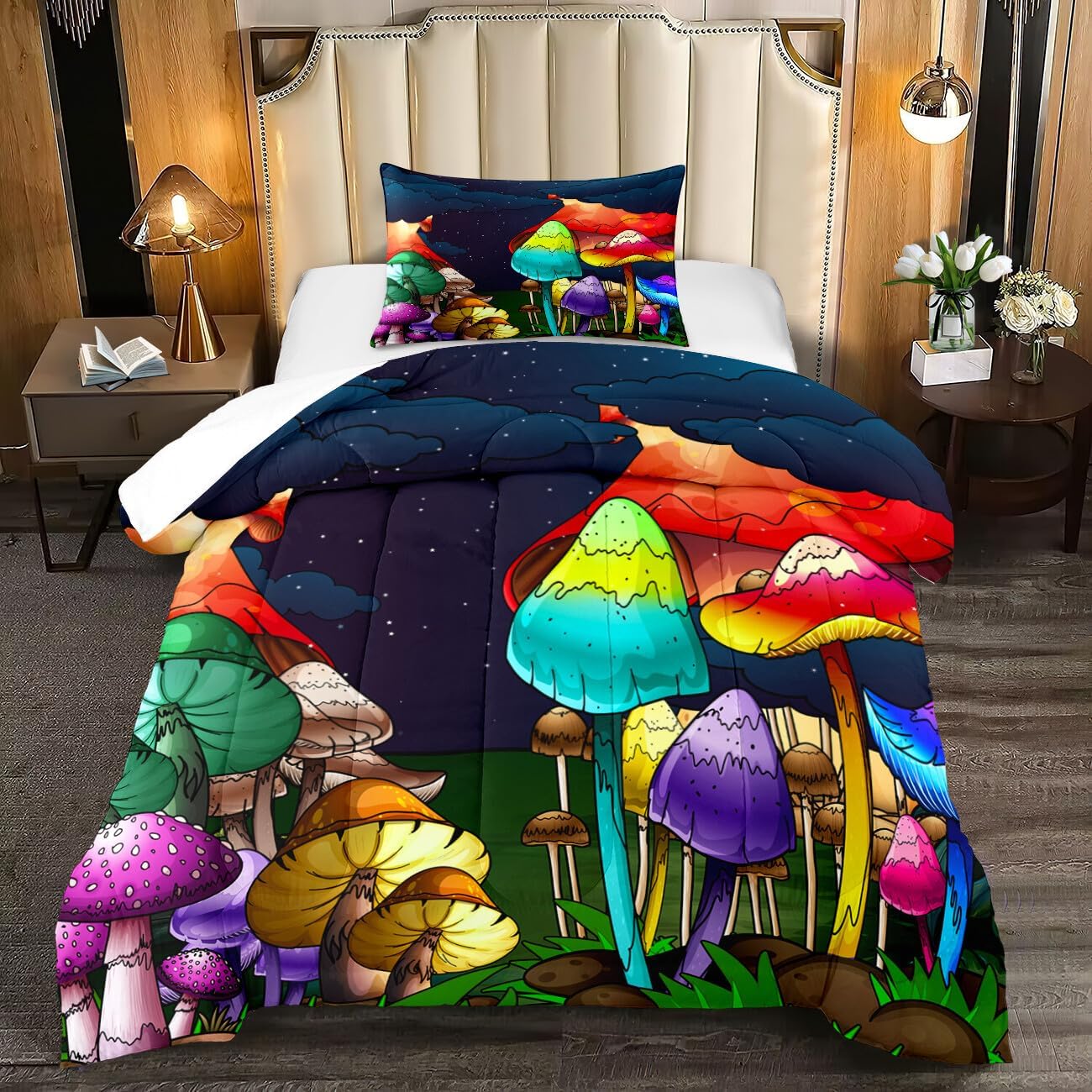 Cute Cartoon Dinosaur Bedding Set, Ultra Soft Full Size Comforter Set for Boys, Lovely Dinosaur Printed Comforter for Kids Teens, Dark Blue Microfiber Quilt for All Season 3Pcs with Pillowcases