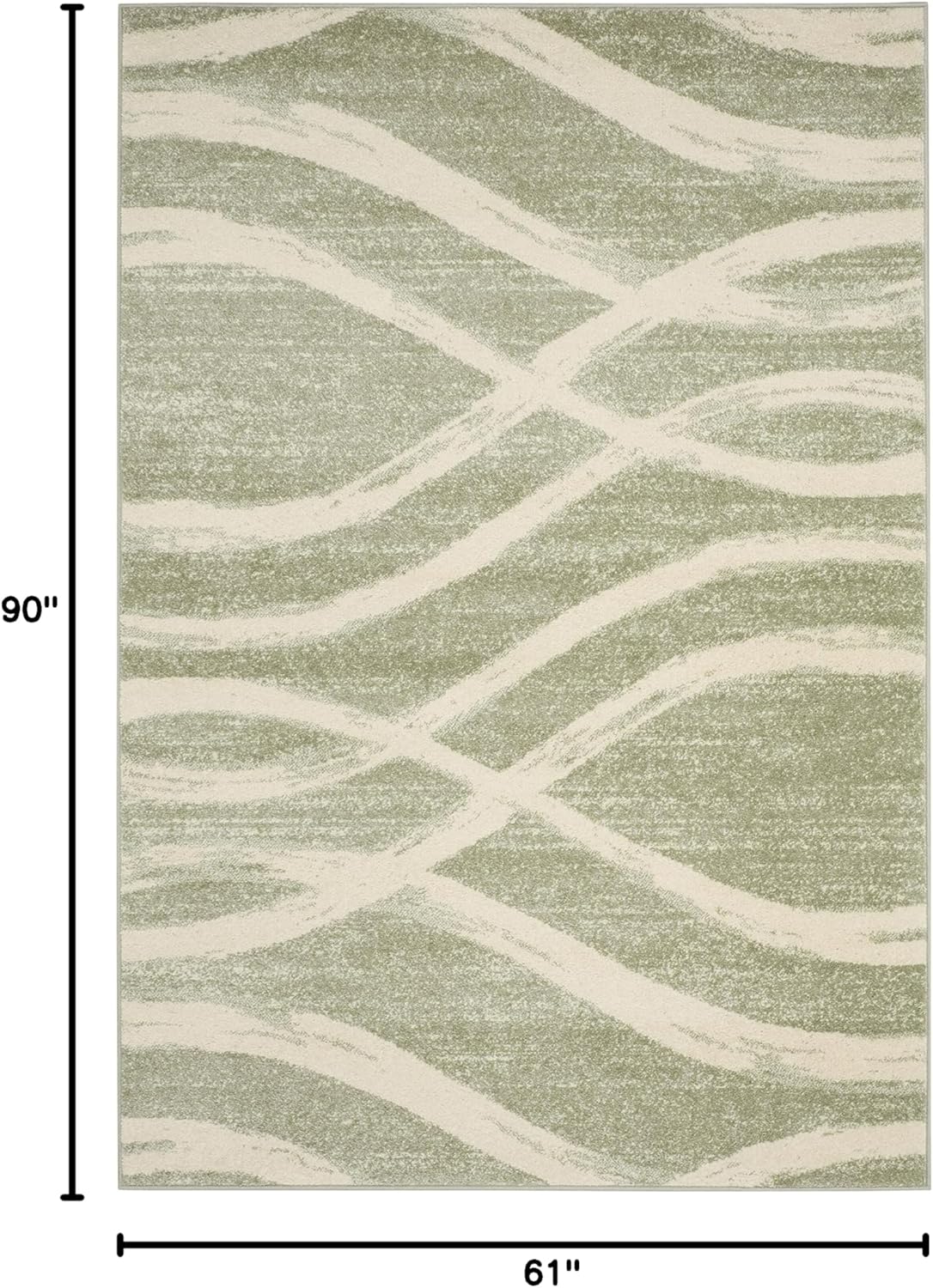 SAFAVIEH Adirondack Collection Area Rug - 5'1" x 7'6", Sage & Cream, Modern Wave Distressed Design, Non-Shedding & Easy Care, Ideal for High Traffic Areas in Living Room, Bedroom (ADR125X)