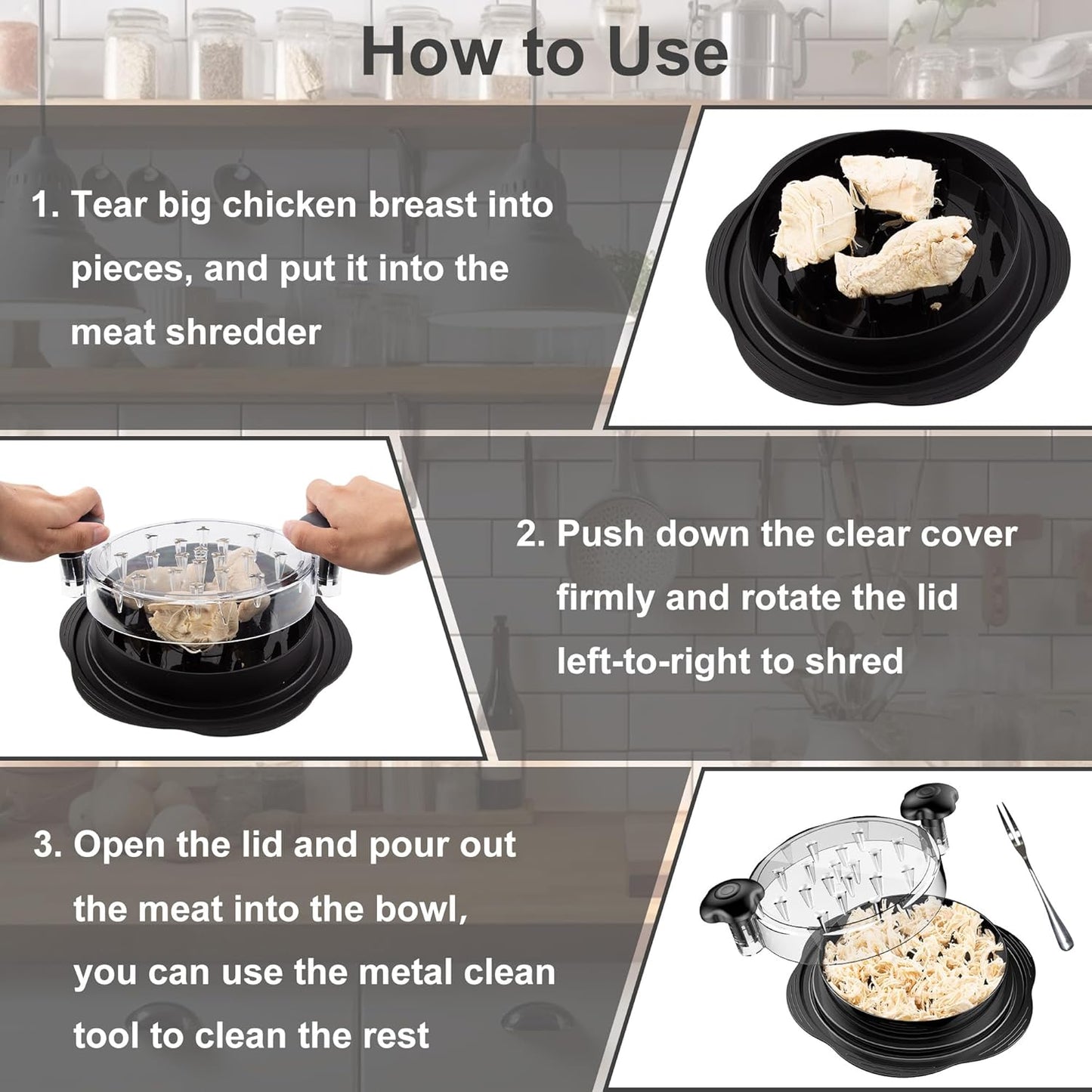 SURETIVIAN Chicken Shredder - Ergonomic Design with Extended Bristles & Scrub Grip | 1 Pack