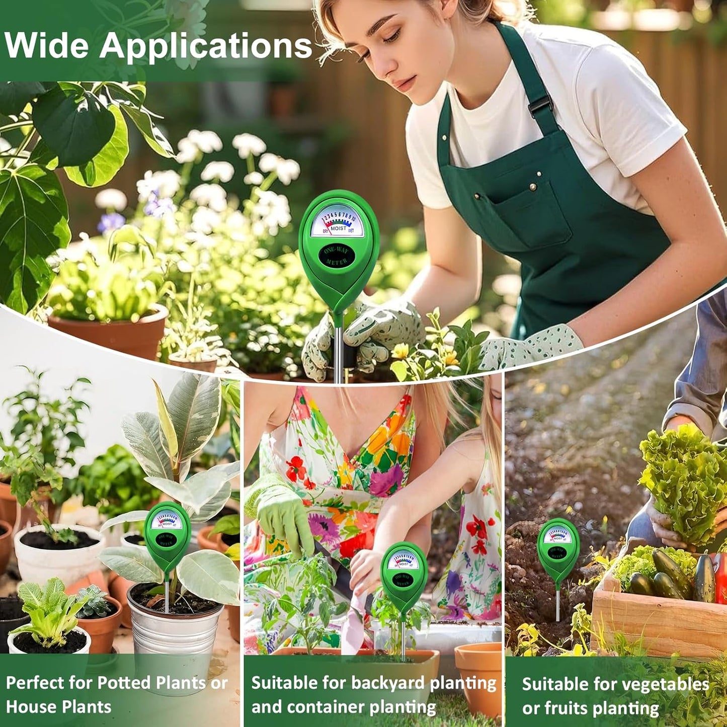 Soil Moisture Meter - Accurate Plant Water Tester for Indoor & Outdoor Use | No Battery Required