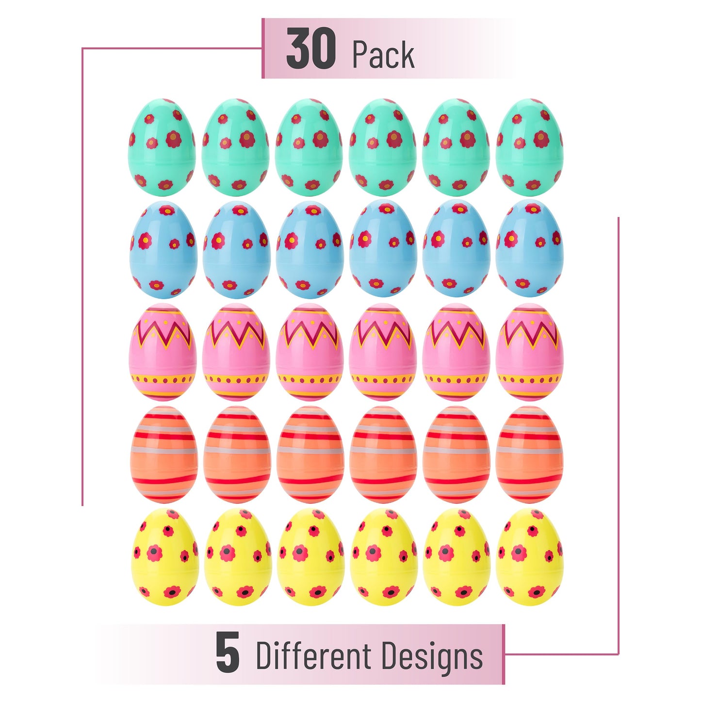 Mr. Pen- Printed Plastic Easter Eggs, 3 Inch, 30 Pack, Bulk Fillable Eggs for Easter Hunt Decor, Party Favor, Basket Stuffers, Classroom Prize, Supplies, Adult & Kid Party Toys for Gift