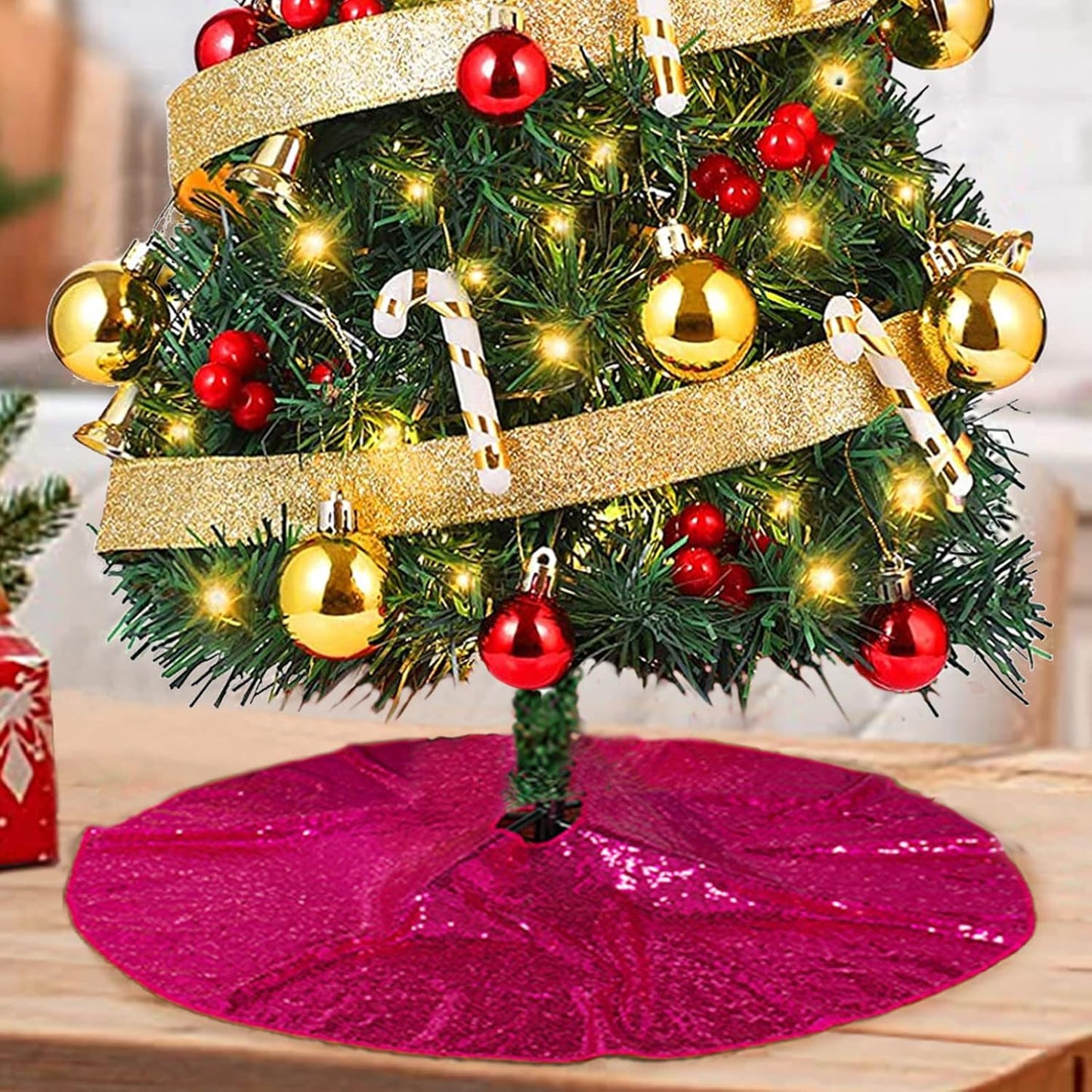 48-Inch Silver Sequin Christmas Tree Skirt - Reusable Holiday Decor for Festive Parties