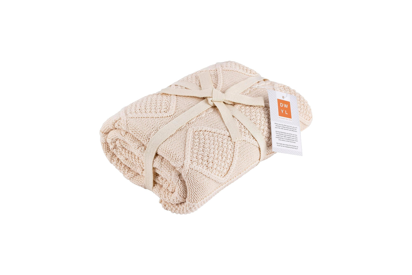 Do What You Love – Knit Baby Blanket for Girls and Boys, Soft Cozy Organic Cotton, Receiving Swaddle Crib Stroller Quilt Blanket for Baby Gift Registry for Newborns, Infants, Toddlers (Cream)
