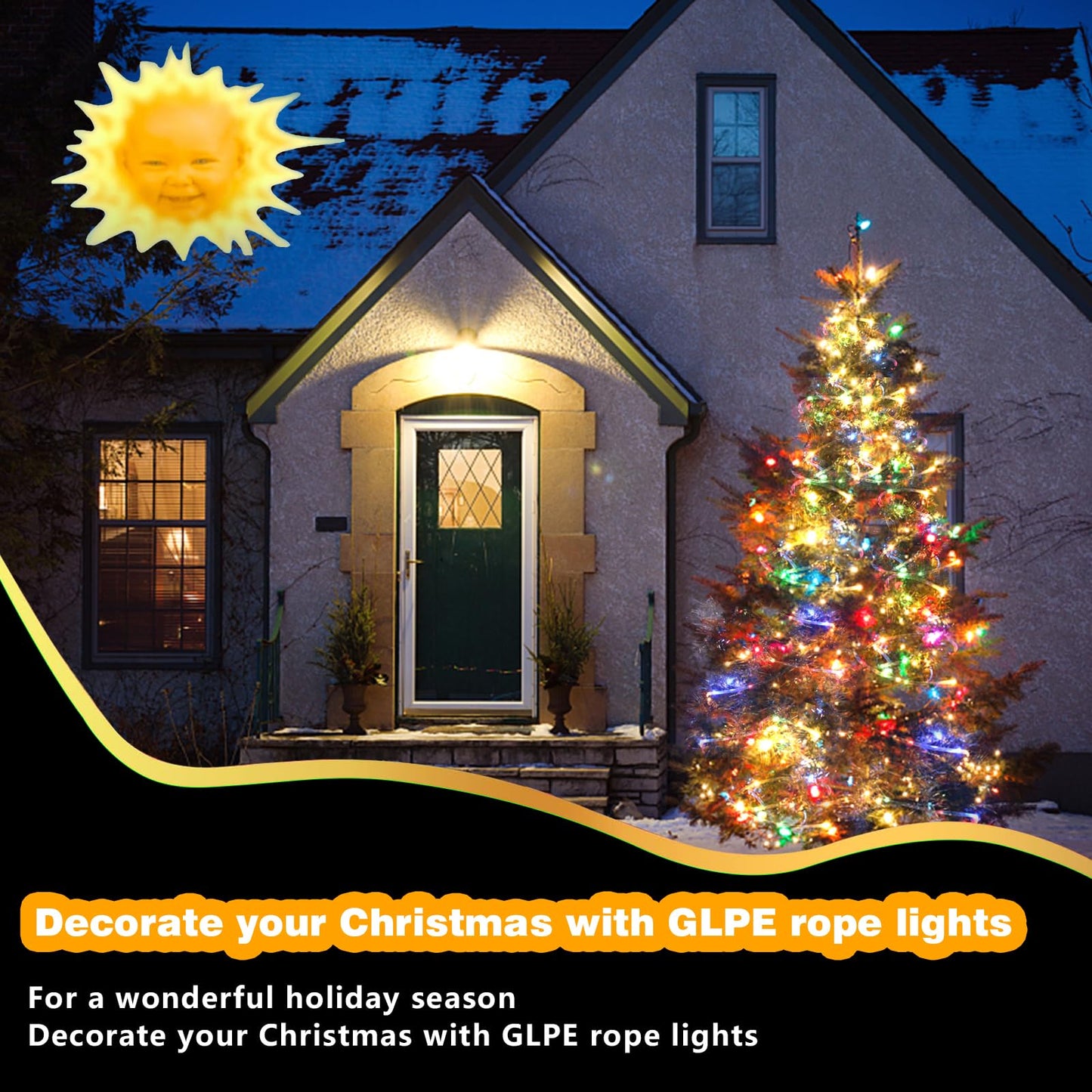 GLPE Solar String Lights Outdoor, 132Ft(66Ftx2 Pack) 400LED Rope Lights Waterproof, Color Changing LED Fairy Lights Solar Powered,Tube Lights with Remote for Christmas,Garden,Swimming Pool,Trampoline