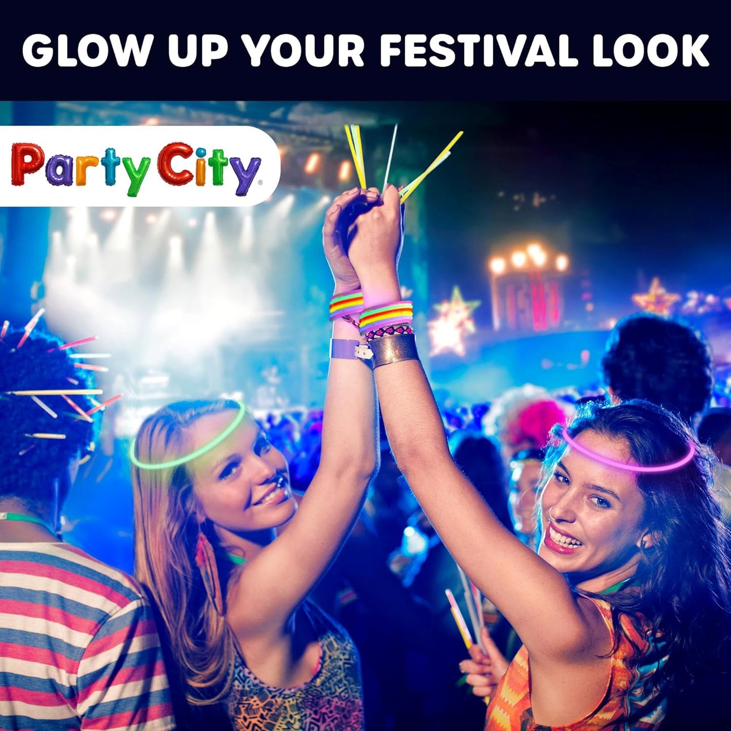 Party City 500 Glow Sticks - Neon Glow in the Dark Party Supplies | Connectors for Bracelets & Necklaces