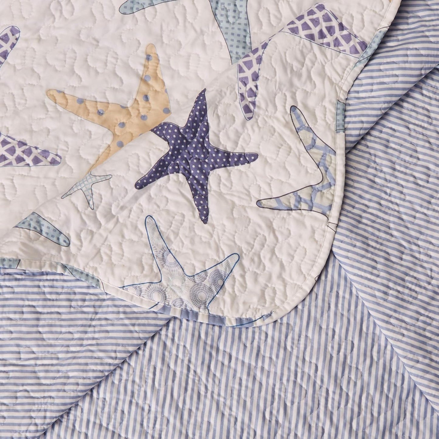 North End Decor Starfish Reef Coastal Beach Quilt Set, Twin 2-Piece