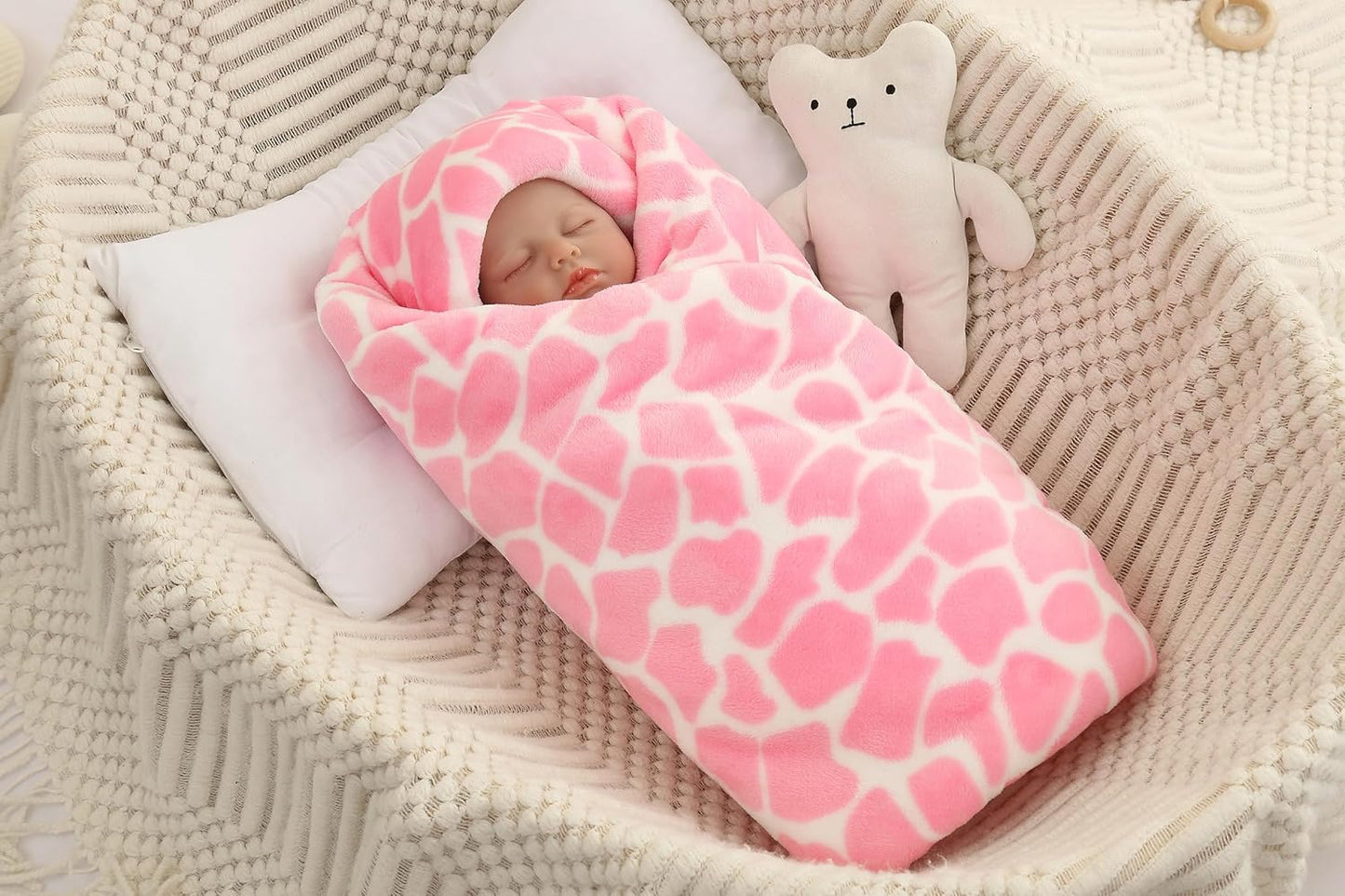 Skiennix Nursery Bed Blanket - Soft Receiving Blanket for Newborns | Warm & Cozy 30" x 40" (Pink Ripple)