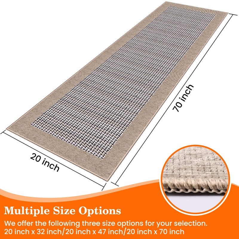 StepRite Kitchen Rugs, Kitchen Mats for Floor, 70"x20" Non-Slip Machine-Washable Kitchen Throw Rug, Absorbent Runner Rugs Office, Sink Standing Desk Mat, Decor Carpet, Khaki