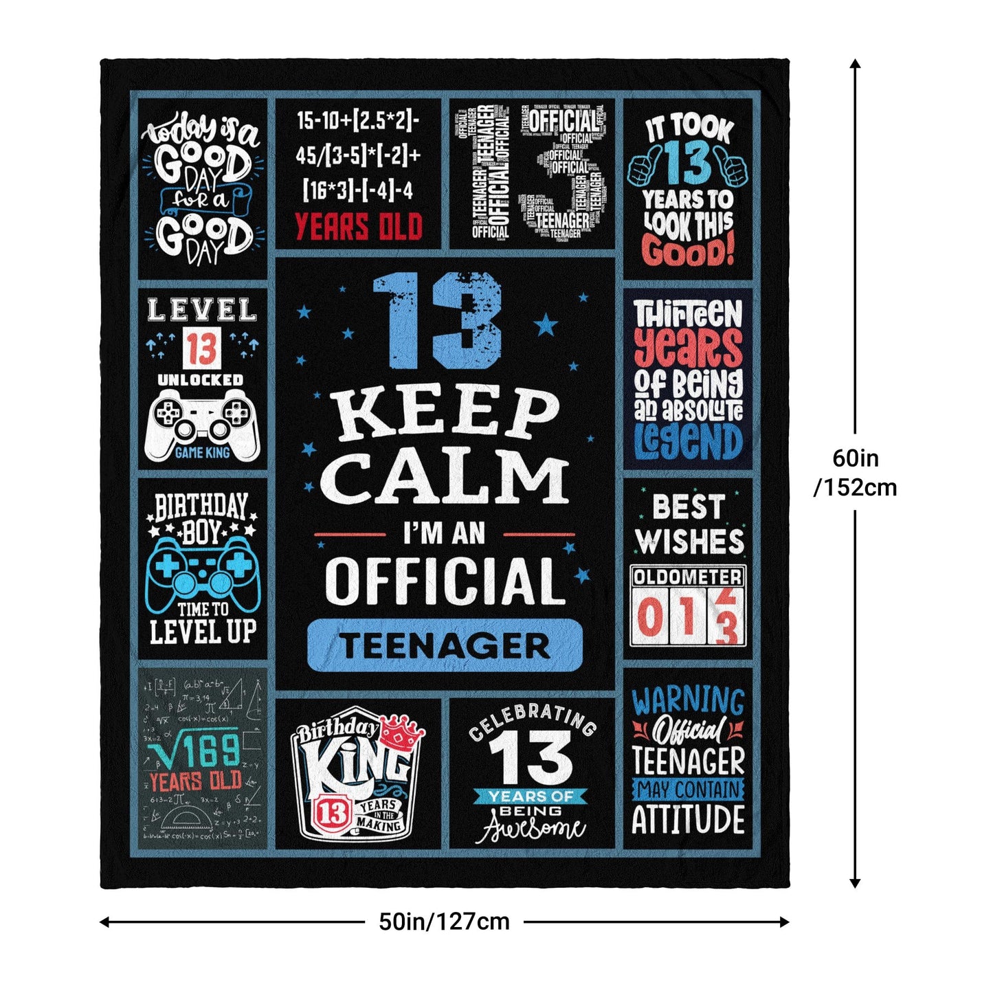 13 Year Old Boy Birthday Gifts, Funny 13th Birthday Gifts for Boys, 13 Yr Old Boy Birthday Gift Ideas, Official Teenager Birthday Gifts Throw Blanket 60 x 50 Inch, 13 Birthday Decorations for Boys