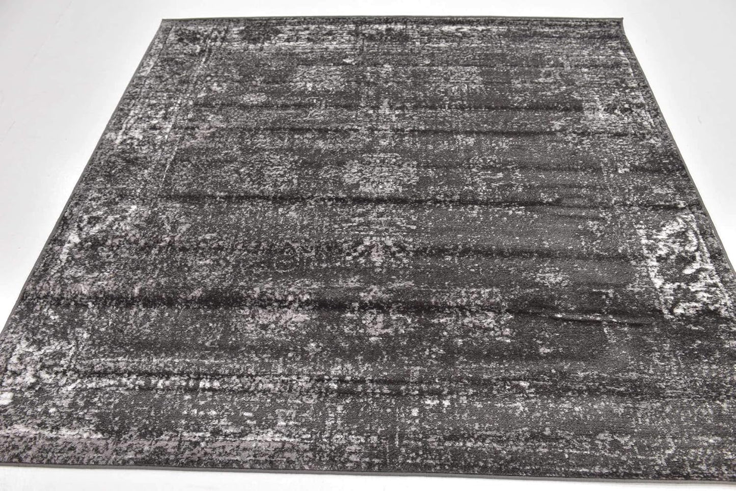 Unique Loom Sofia Collection Area Rug - Casino (6' 1" Square, Dark Gray/ Ivory)