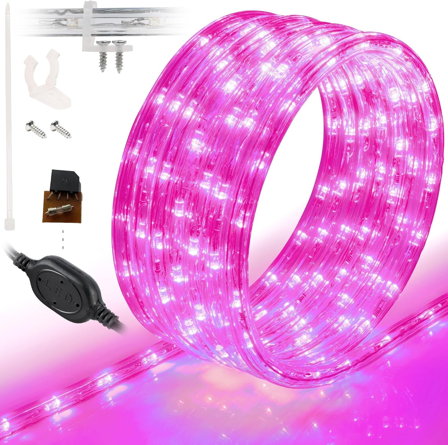 10ft Waterproof LED Rope Lights - 108 LEDs, Connectable Outdoor Christmas Decor