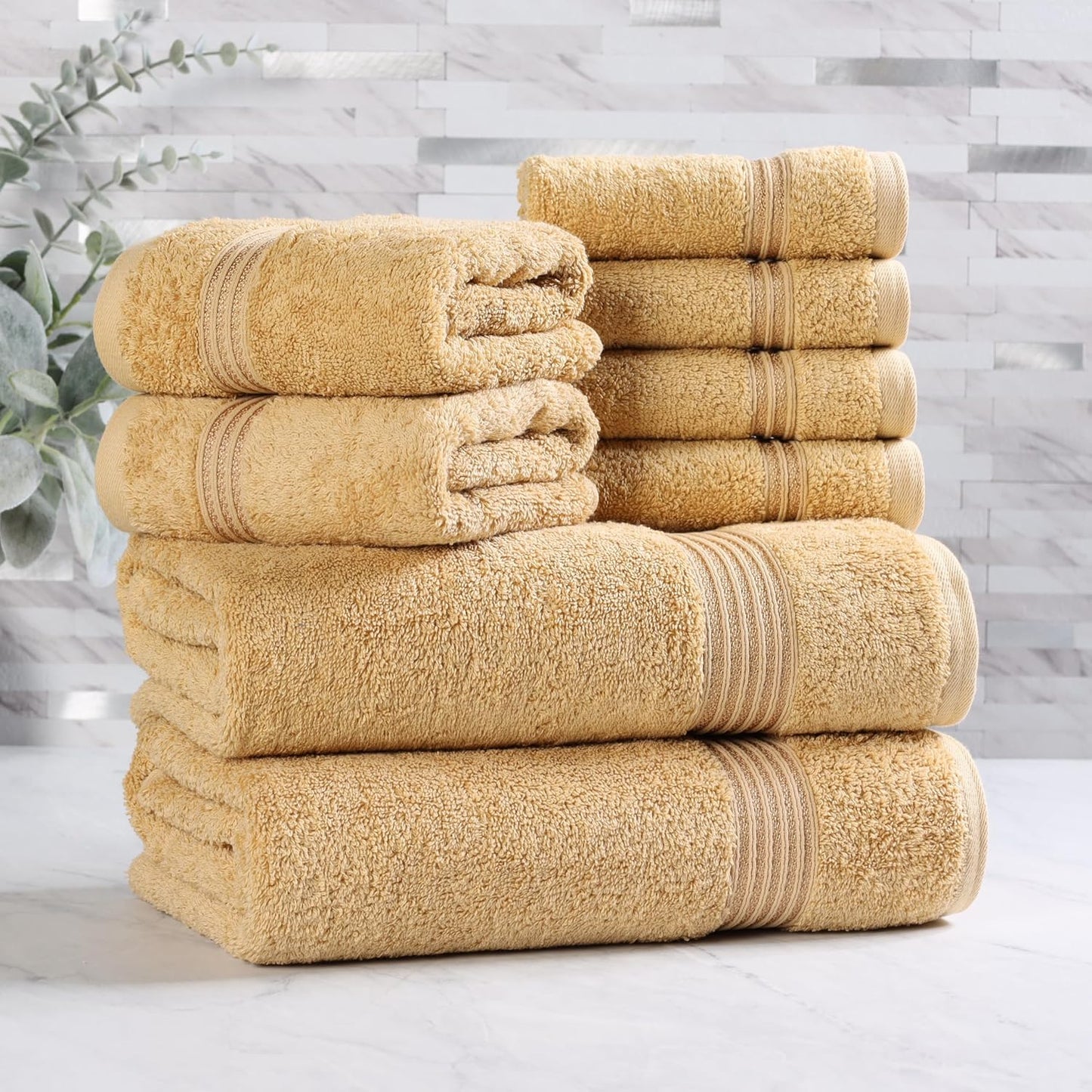 Superior Egyptian Cotton 6-Piece Towel Set, Bathroom Essentials, Towels For Bathroom, Apartment, Airbnb, Guest Bath, Face, Hand, Bath Towels, Washcloths, Absorbent, Fast Drying, Royal Purple
