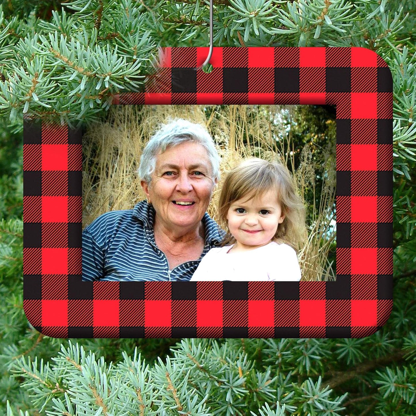 Mini Glitter Photo Christmas Ornaments - Magnetic Easy-Load Frames, Red 6-Pack