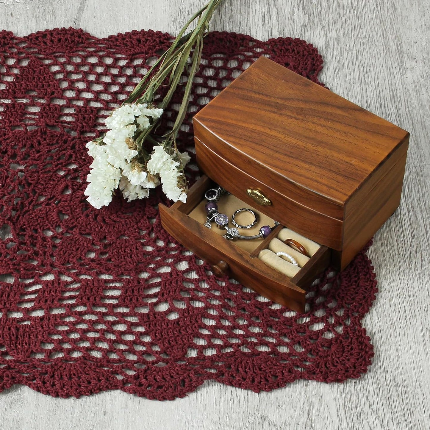 Handmade Crochet Lace Table Runner 15x51 Inch - Elegant White Décor
